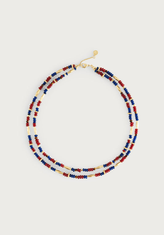 Milos Beaded Necklace - Maroon