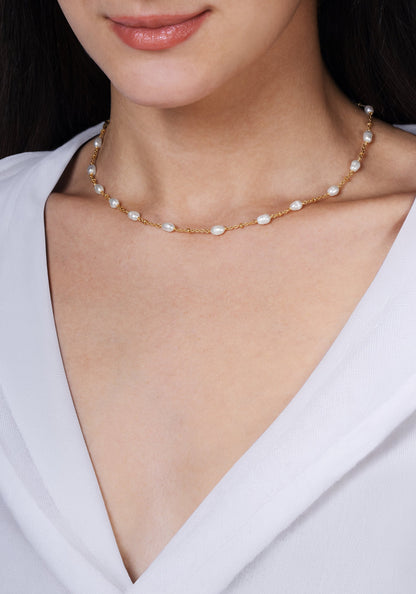 Milos Multi Beaded Necklace - Pearl