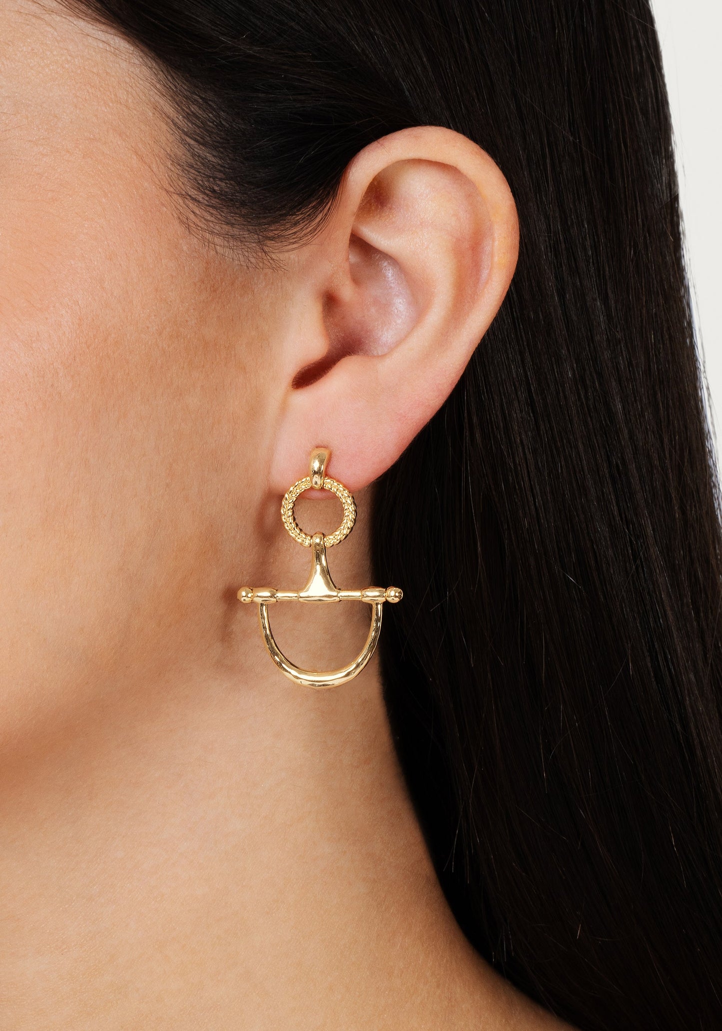 Cheval Bit Drop Earrings, Gold