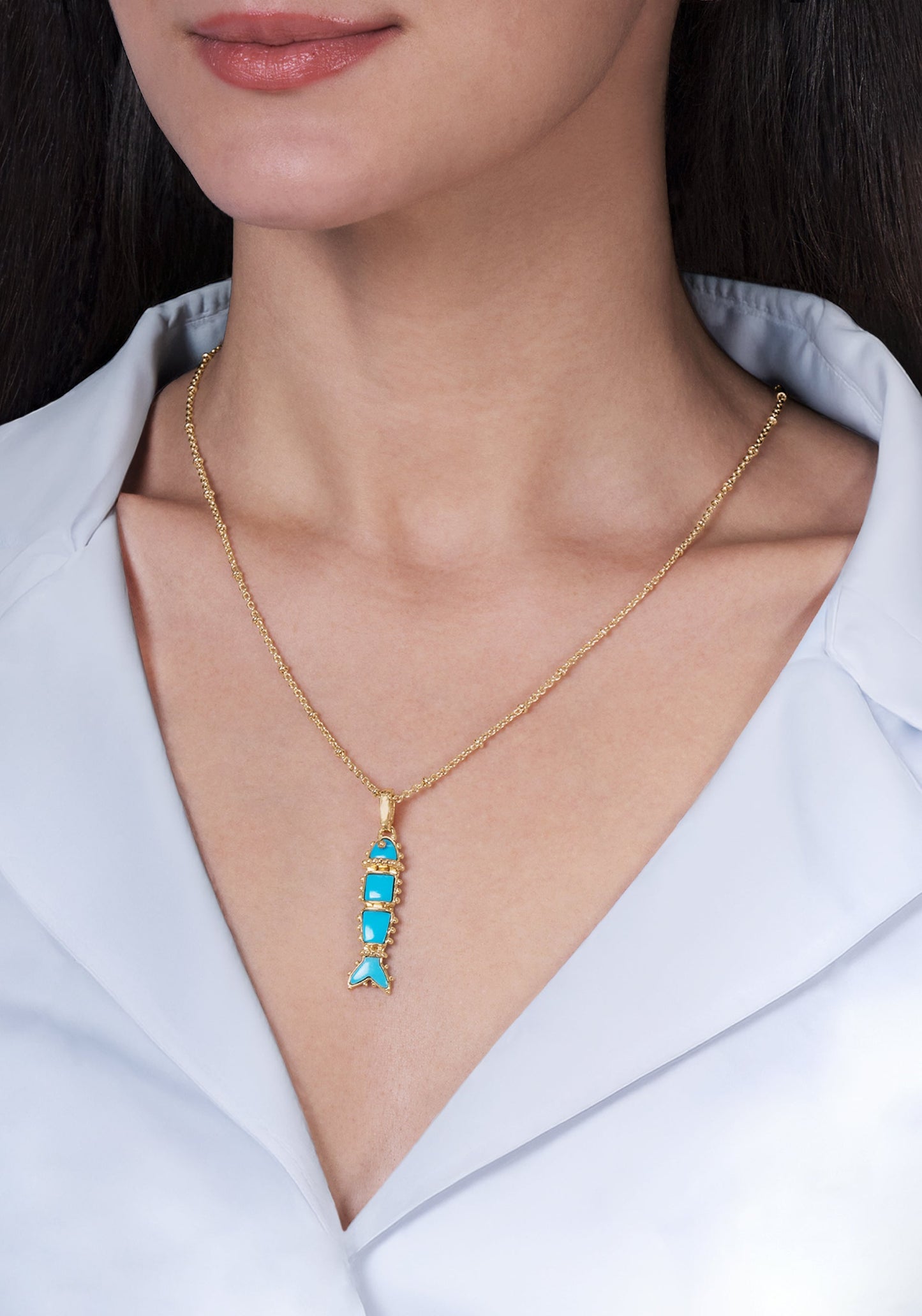 Milos Stone Fish Charm - Turquoise