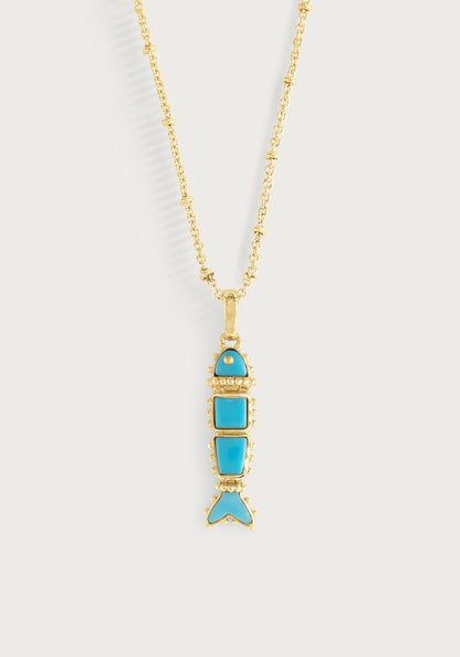 Milos Stone Fish Charm - Turquoise