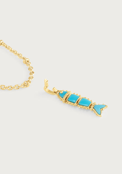 Milos Stone Fish Charm - Turquoise