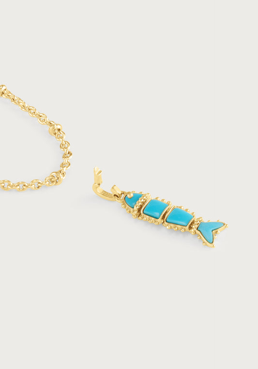 Milos Stone Fish Charm - Turquoise