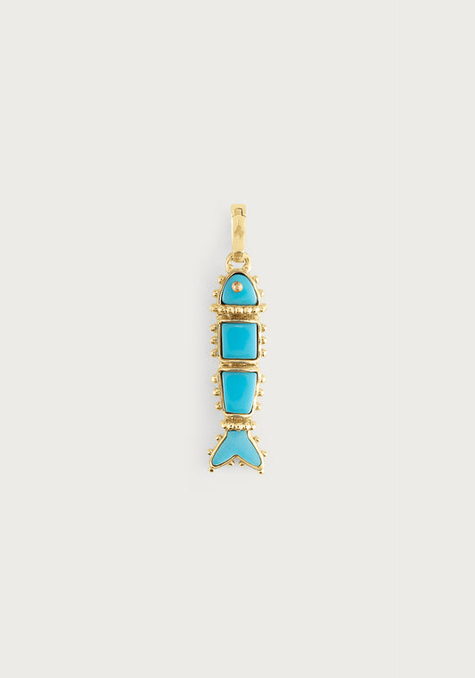 Milos Stone Fish Charm - Turquoise