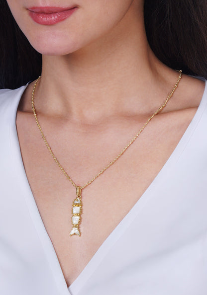 Milos Stone Fish Charm, Pearl