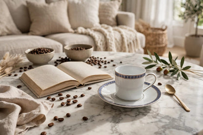Athena  Navy Coffee Cup And Saucer