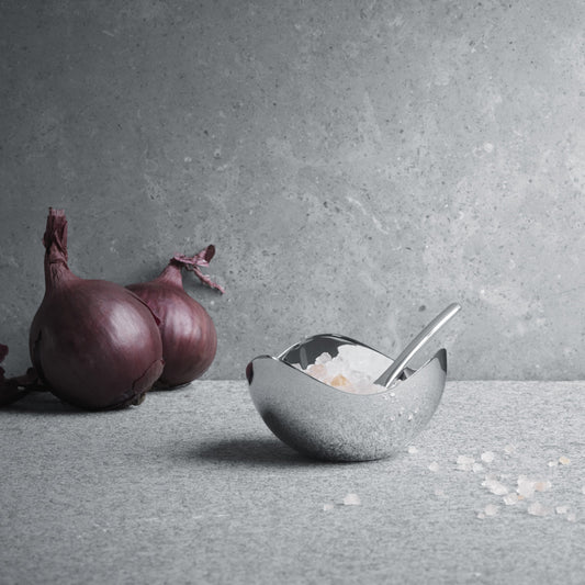 Bloom salt cellar with spoon