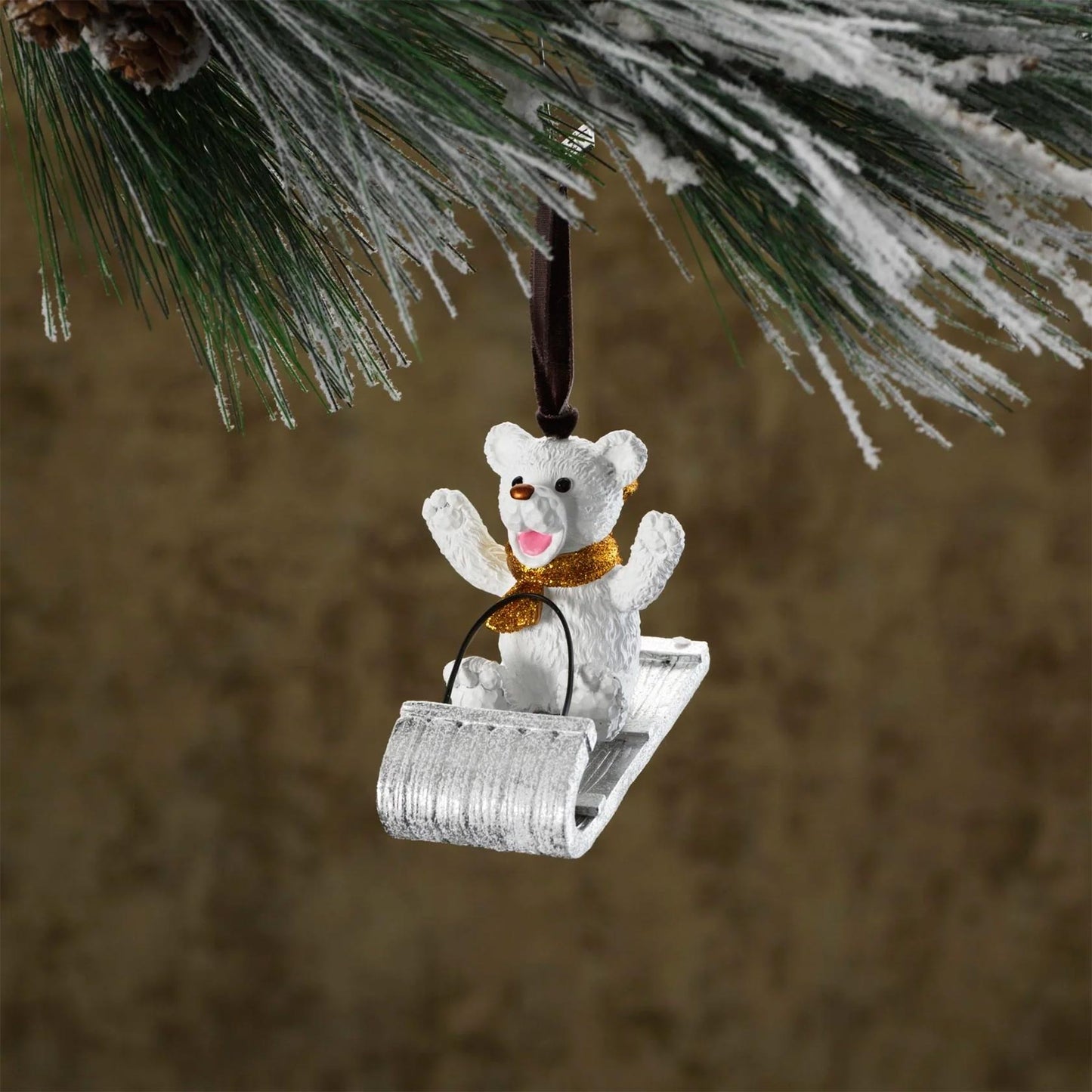 Sledding Teddy Ornament
