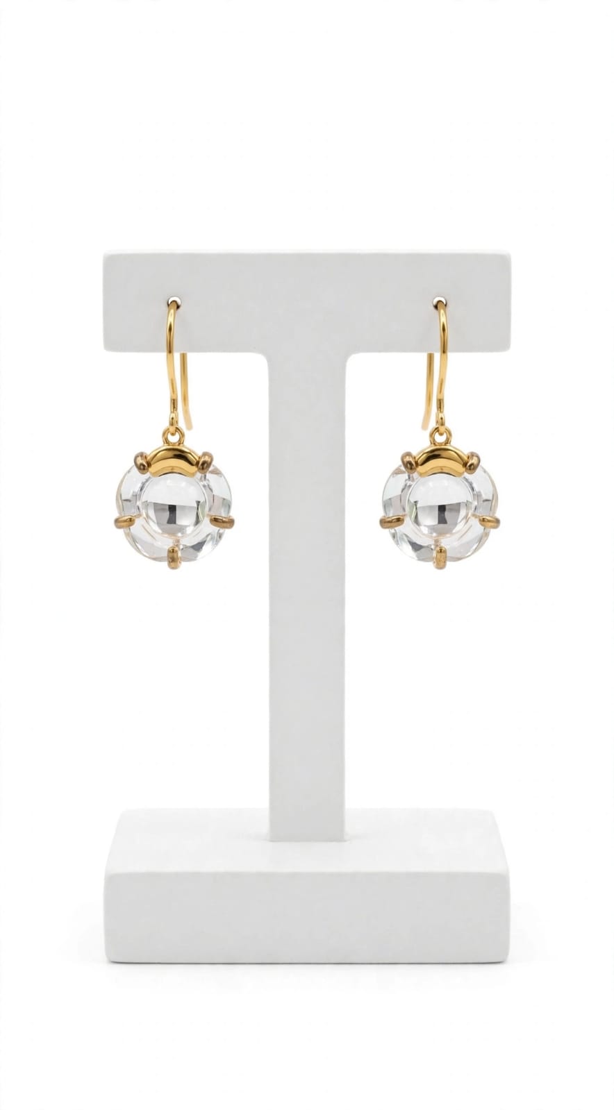 B FLOWER WIRE EARRINGS VERMEIL CLEAR CRYSTAL MIRROR 2803382,