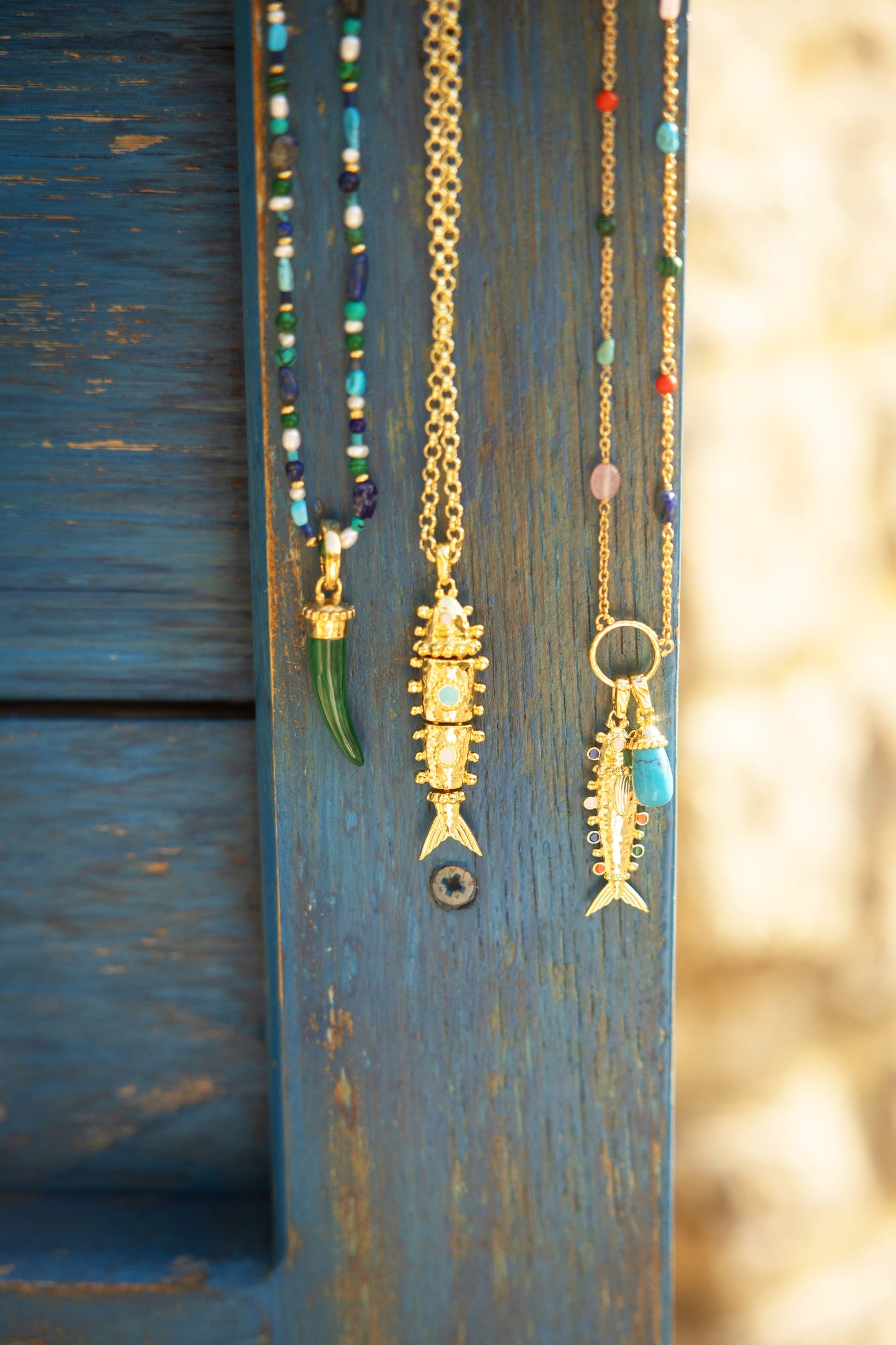 Milos Stone Horn Charm, Malachite