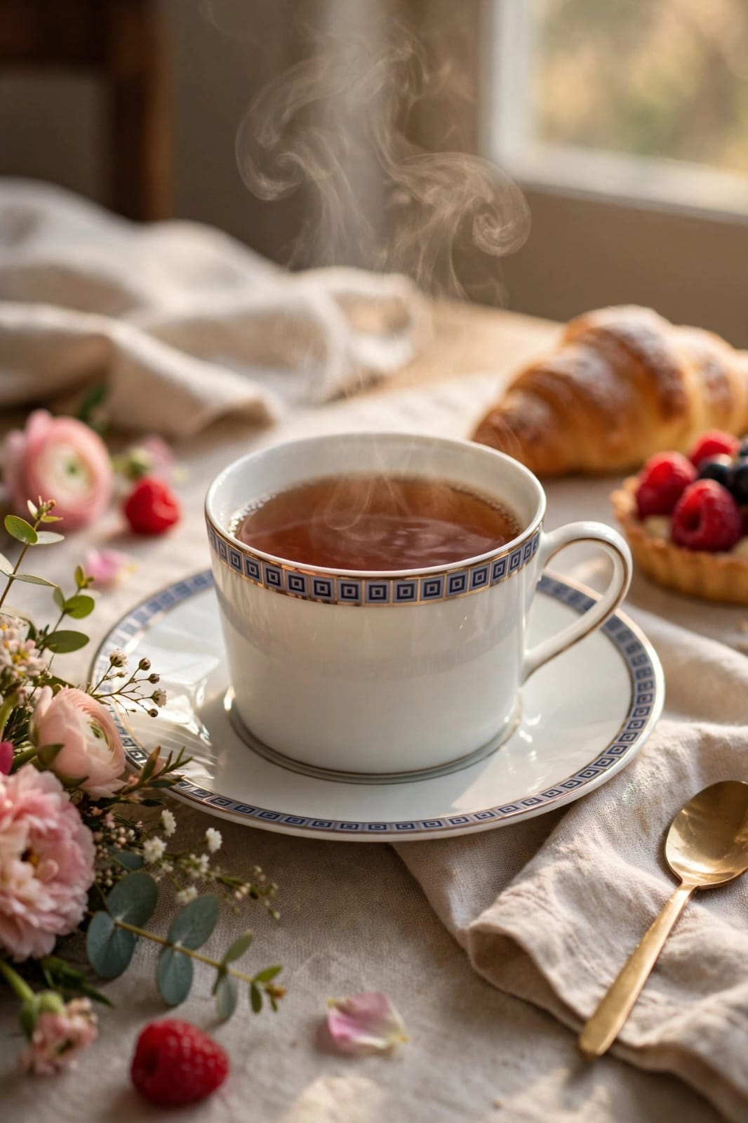 Athena Navy Tea Cup and Saucer