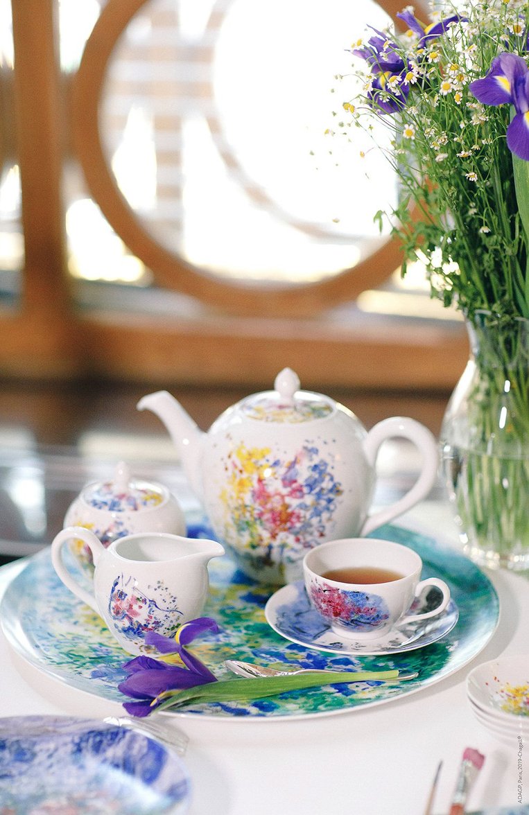 Set of 2 tea cups and saucers Les Bouquets De Fleurs