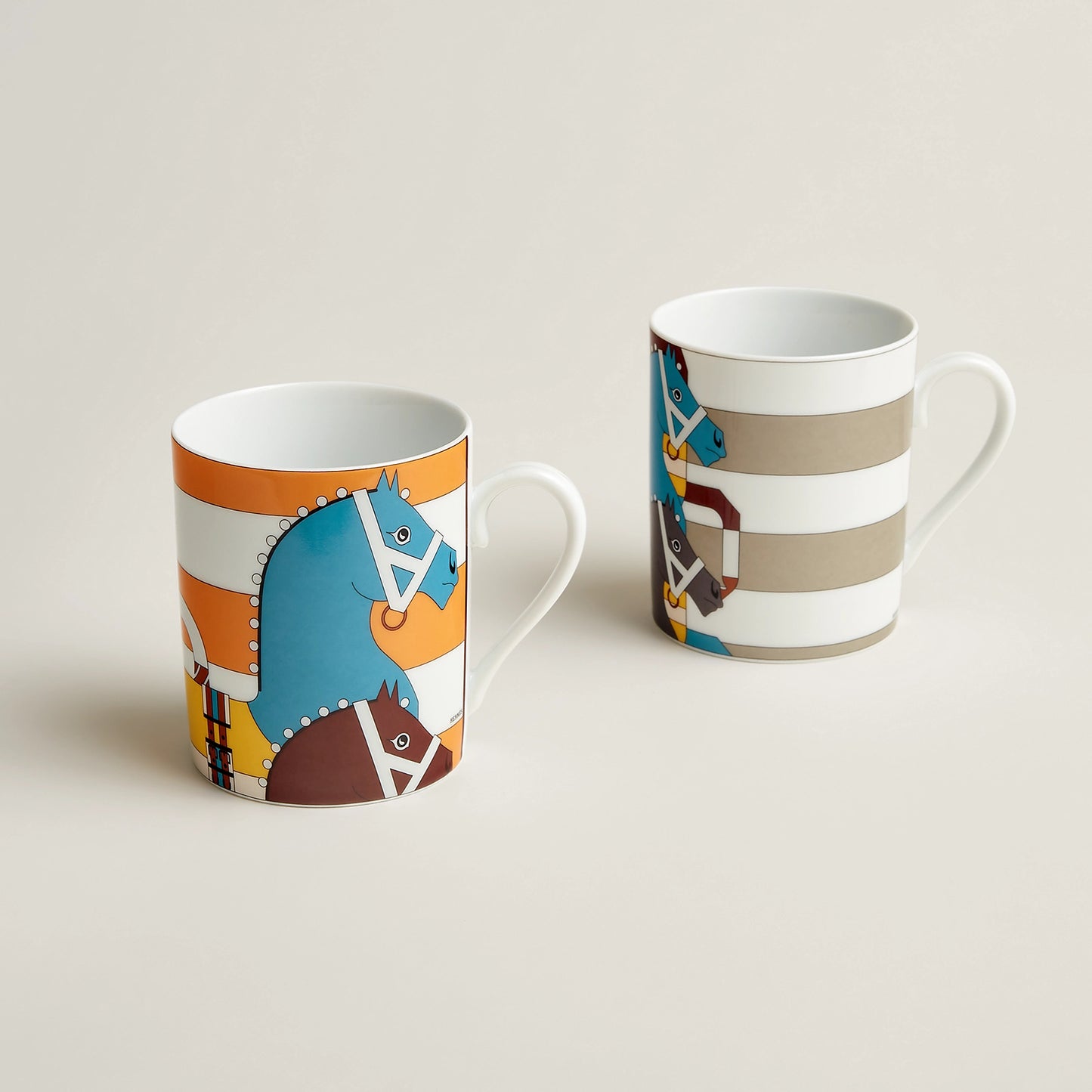Set of 2 Rocabar mugs yellow & taupe