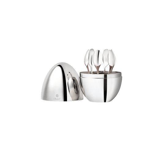 6-Piece Silver-Plated Espresso Spoon Set with Chest