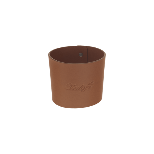 Objets Miroir Cognac Leather Cuff for Coffee Cup by Christofle