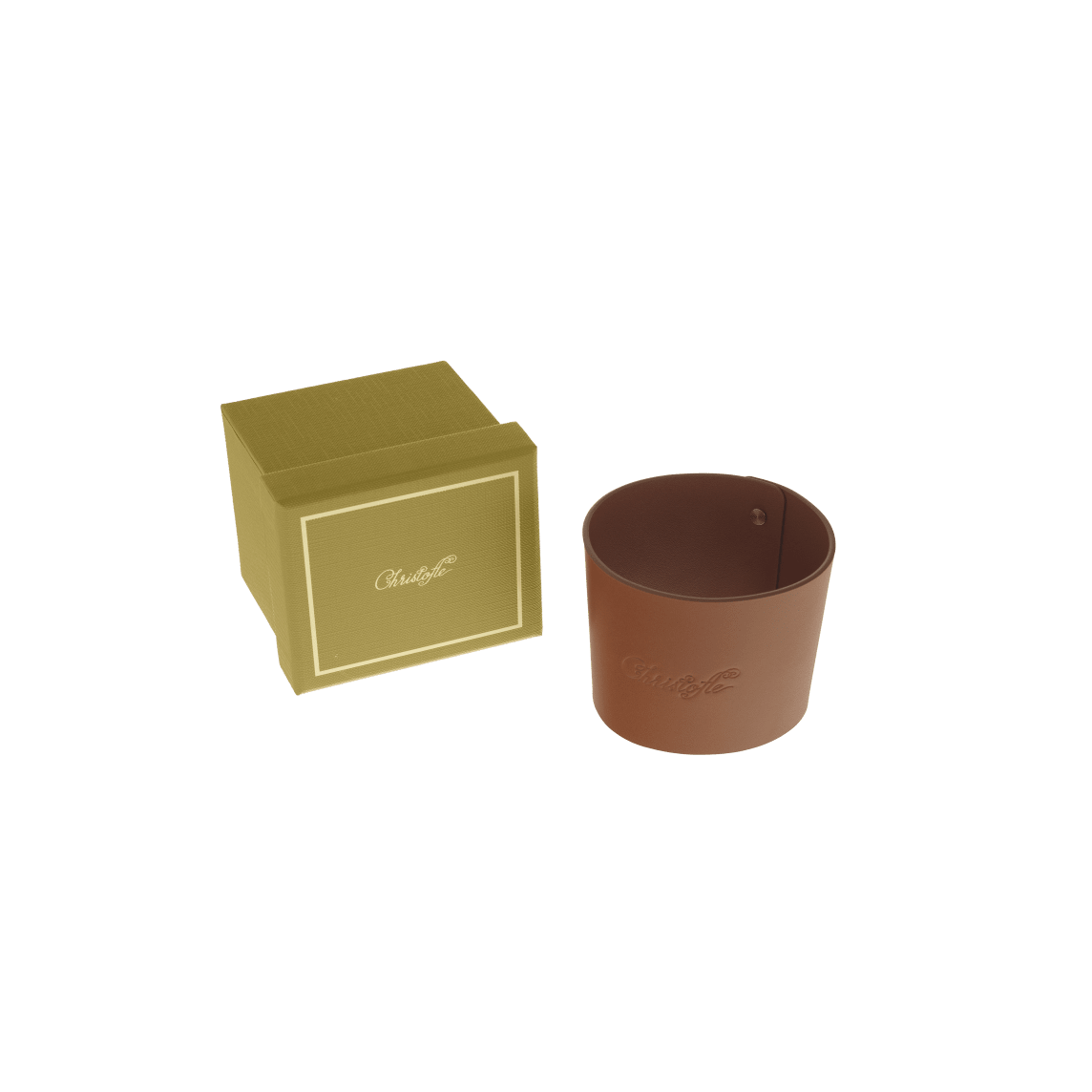 Objets Miroir Cognac Leather Cuff for Coffee Cup