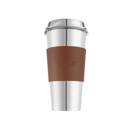 Objets Miroir Cognac Leather Cuff for Coffee Cup