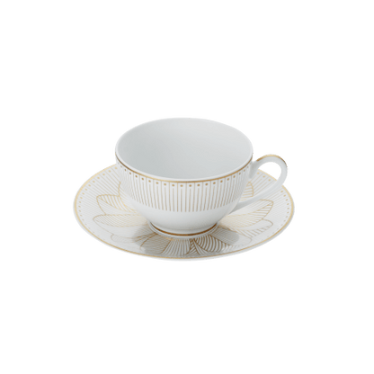 Malmaison Impériale set of 2 porcelain tea cup and saucers gold finish