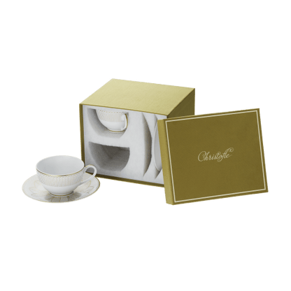 Malmaison Impériale set of 2 porcelain tea cup and saucers gold finish