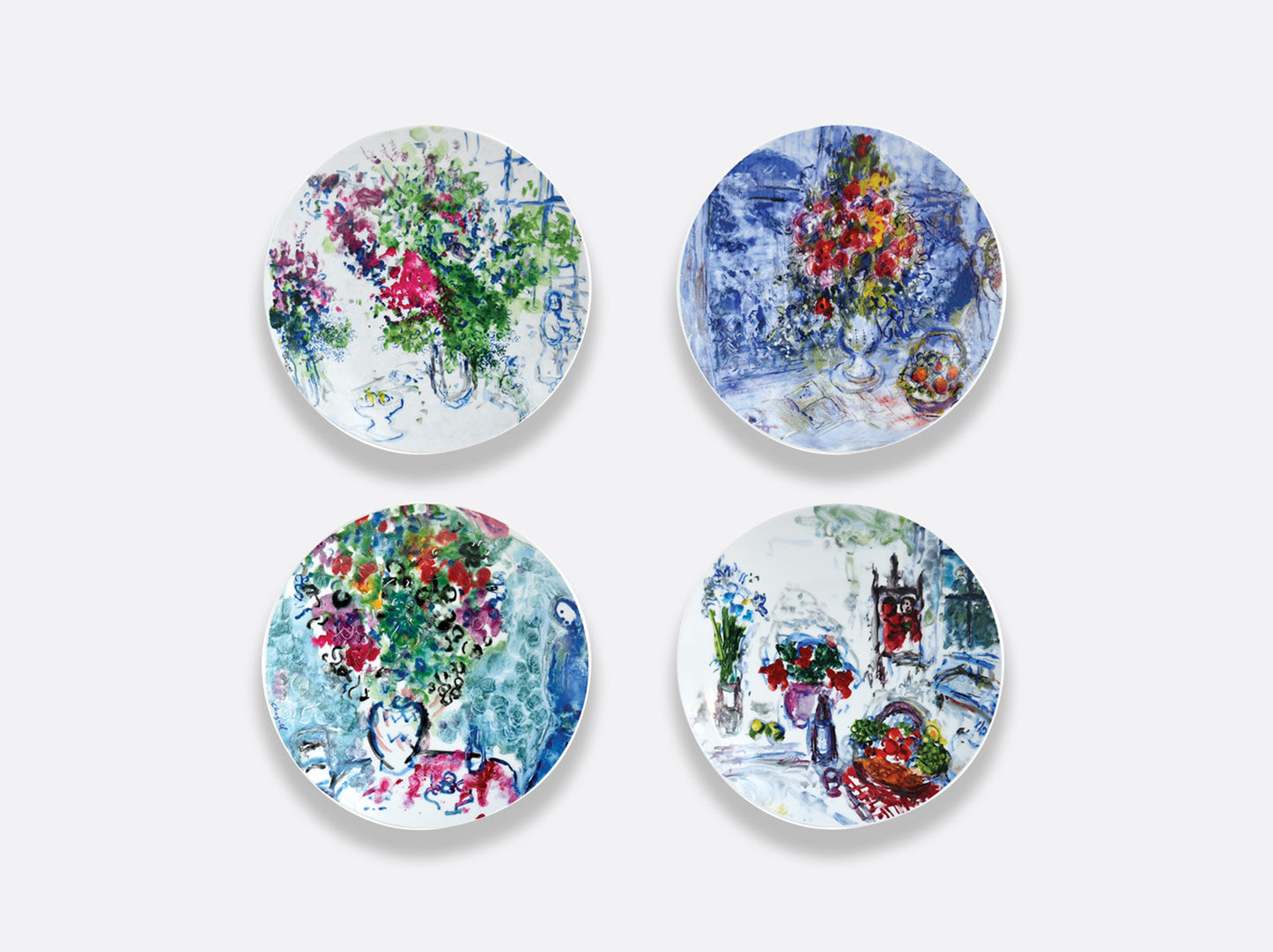 Les Bouquets De Fleurs De Marc Chagall Set of 4 Dessert Plates