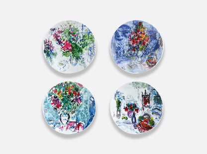 Les Bouquets De Fleurs De Marc Chagall Set of 4 Dessert Plates