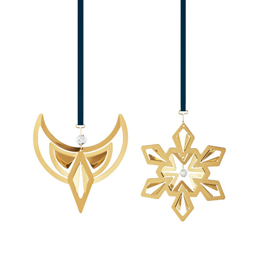 Angel & Snowflake Set Of 2 Gold Plated