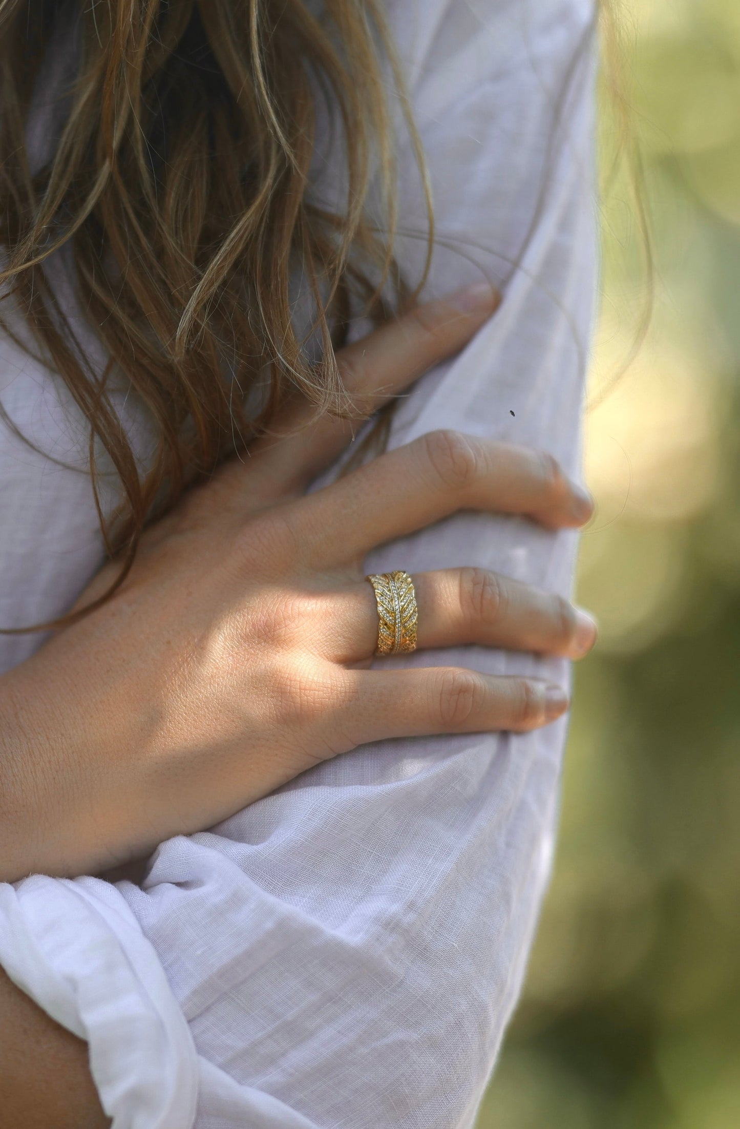 Feather Pave Ring