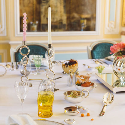 Vertigo silver-plated 3-ring candelabra