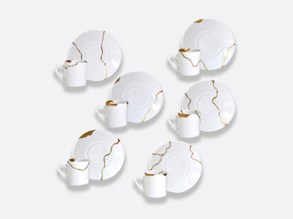 Kintsugi Sarkis Set of 6 Coffee Cups and Saucers