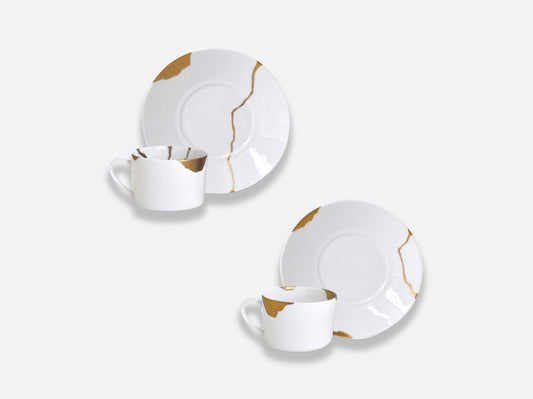 Kintsugi Box Set Of 2 Breakfast Cup & Saucers,