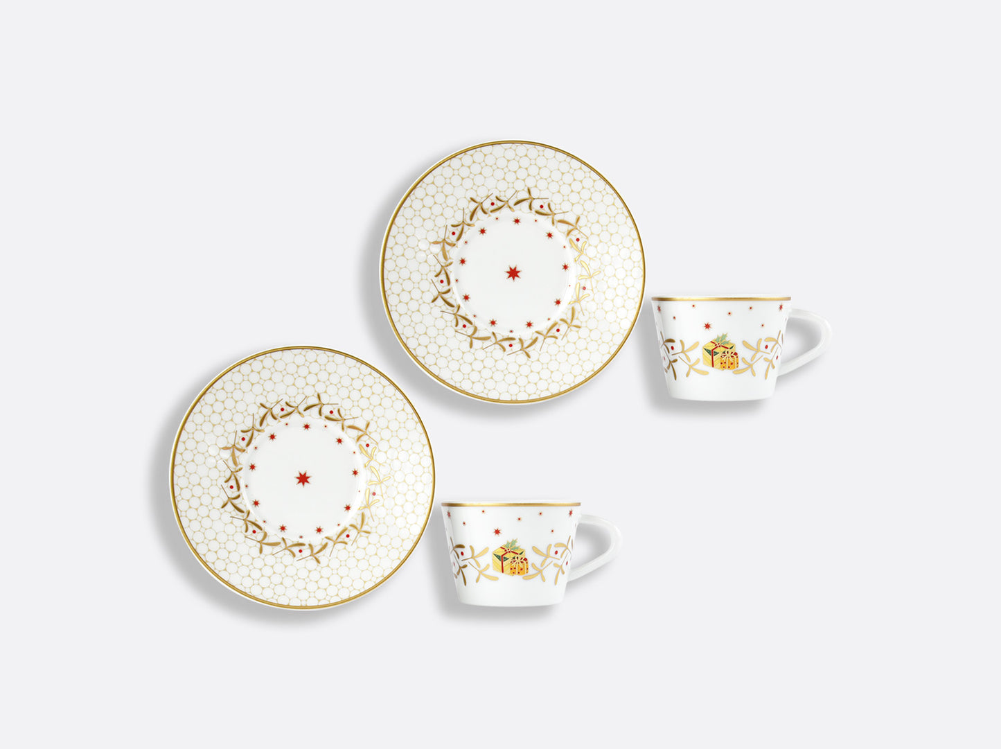Noel Christmas Espresso Cup and Saucer Set of 2