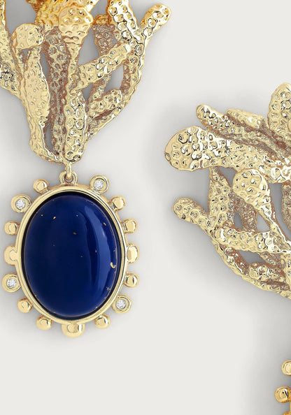 Kelp With Lapis Drop Earrings