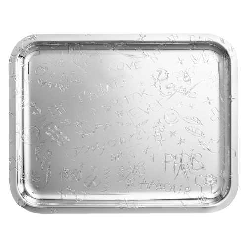 Graffiti silver-plated rectangular tray