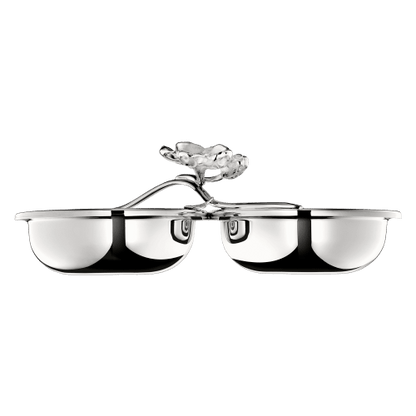 Anemone Silver-Plated Dual Bowl Serving Dish