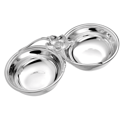 Anemone Silver-Plated Dual Bowl Serving Dish