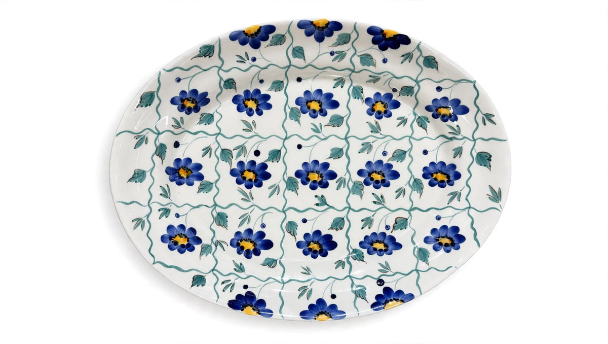 Camelia Blue Oval Serving Platter