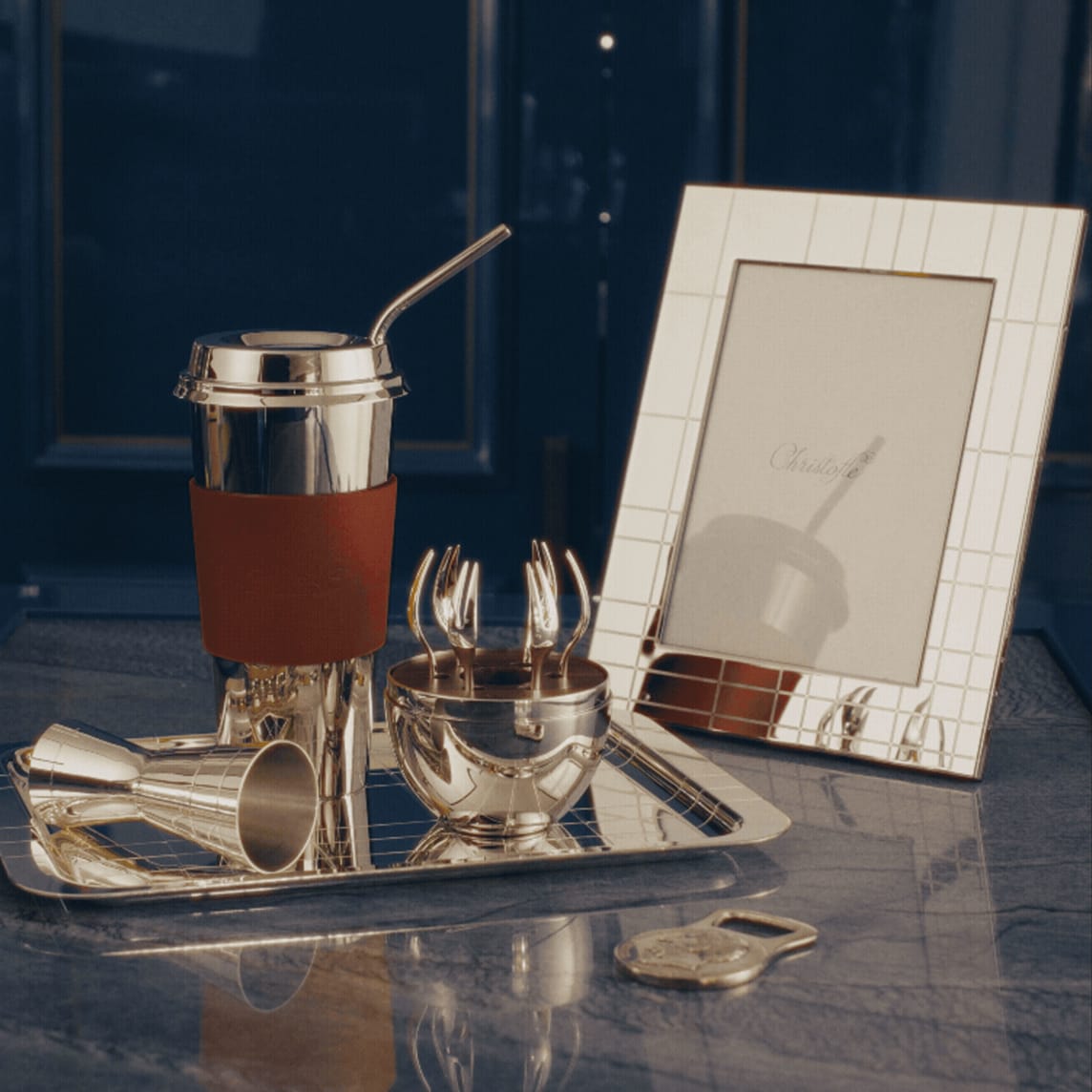 Objets Miroir Cognac Leather Cuff for Coffee Cup