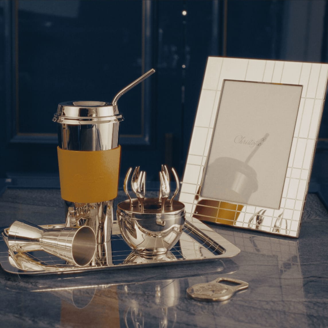 Objets Miroir Yellow Leather Cuff for Stainless Steel Coffee Cup