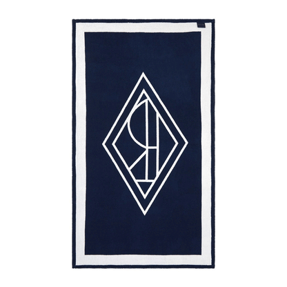 Blair White Navy Beach towel