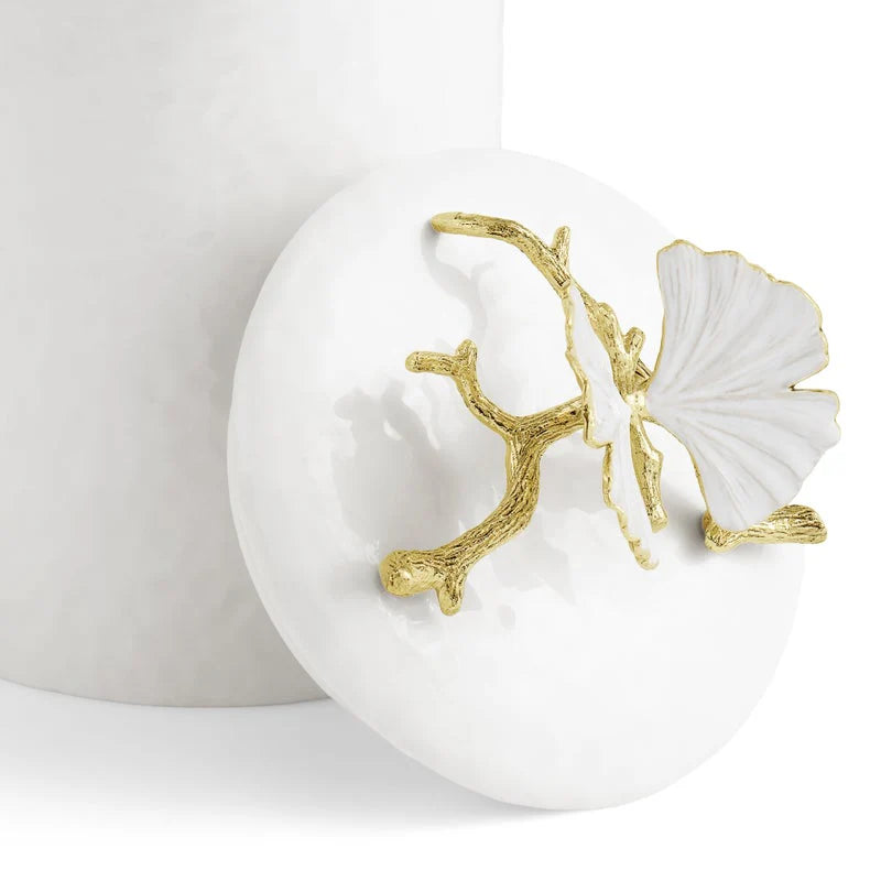 Butterfly Ginkgo Gold Porcelain Canister M