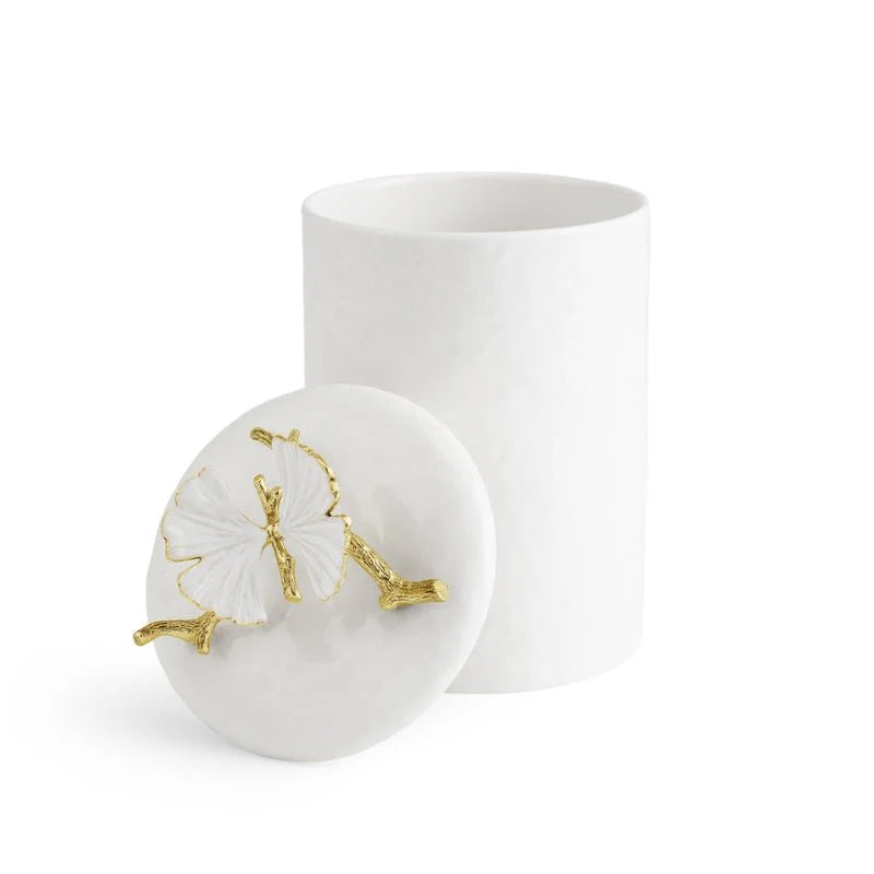 Butterfly Ginkgo Gold Porcelain Canister M