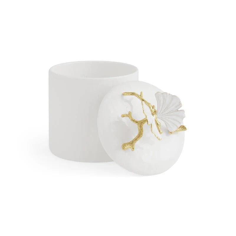 Butterfly Ginkgo Gold Porcelain Canister XS