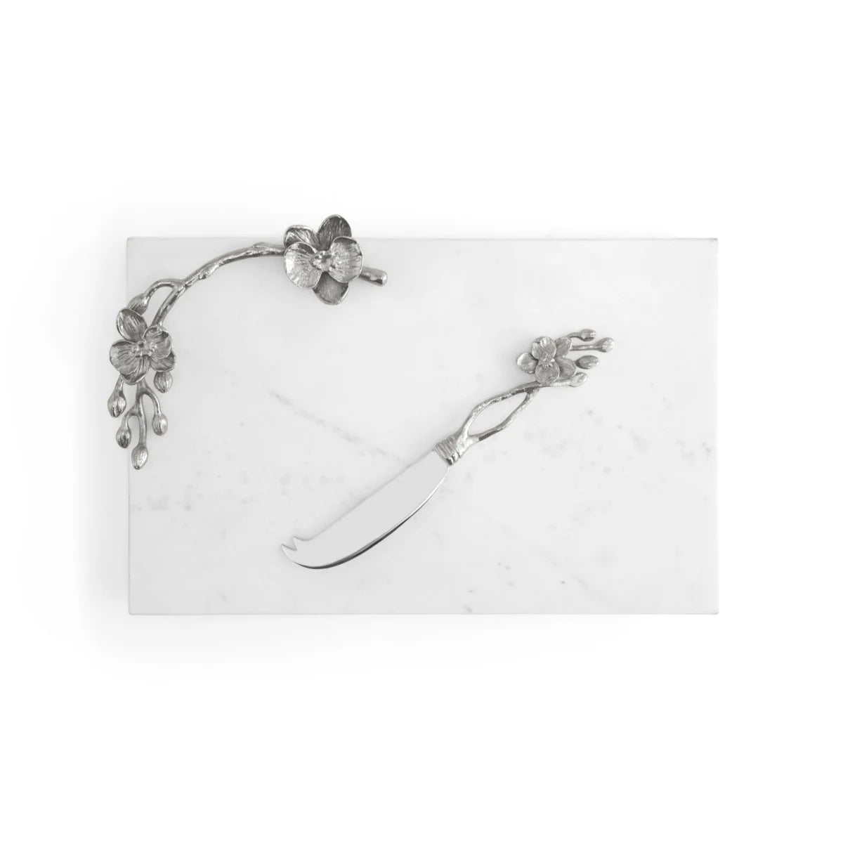 Սպիտակ խոլորձի պանրի տախտակ դանակով