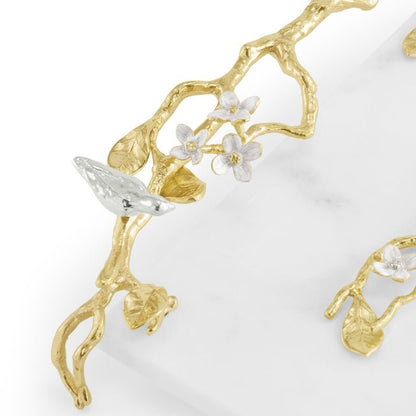 Lovebirds Silver & Gold Chesse board w Knife