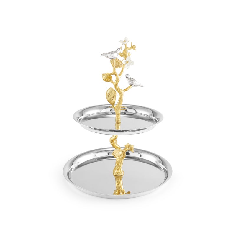Lovebirds Silver & Gold Etagere