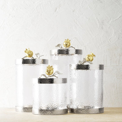 Pomegranate Silver & Gold Canister / L