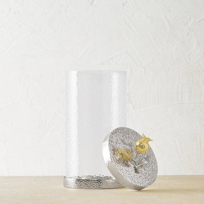 Pomegranate Silver & Gold Canister / L