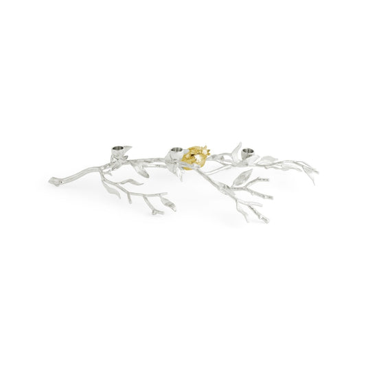 Pomegranate Silver & Gold Low Candleholders