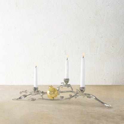 Pomegranate Silver & Gold Low Candleholders