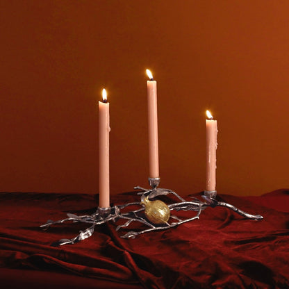 Pomegranate Silver & Gold Low Candleholders